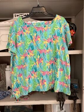 Key West hand print fashions seahorse starfish top shirt XL XXL ?
